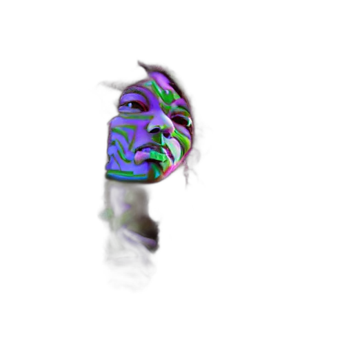 mask, face, robot, creature, vaporwave, 3d render, photorealistic, pixel art transparent PNG cut-out