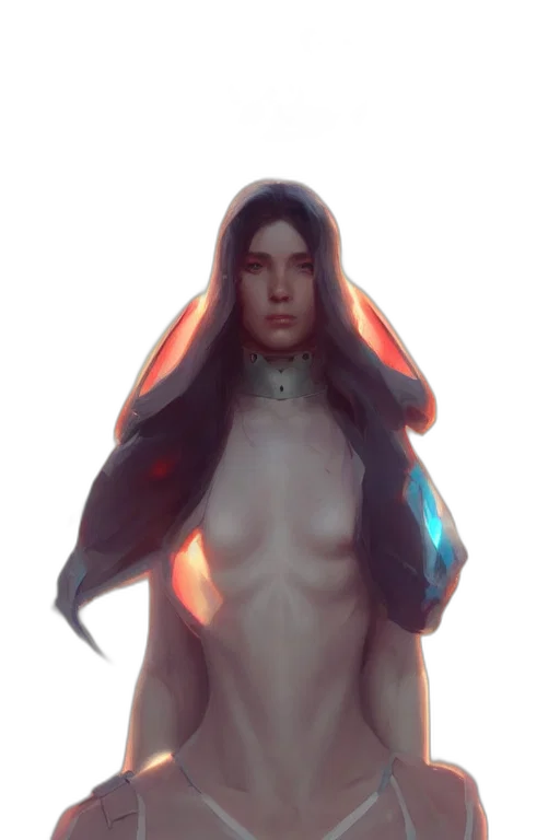 dress, creature, jewelry, face, concept art, fantasy art, cyberpunk, pixel art transparent PNG cut-out