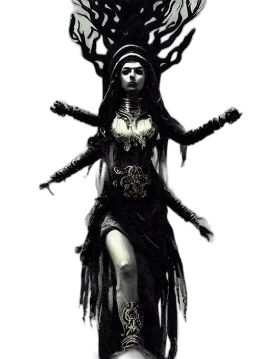 dress, crown, staff, mask, concept art, fantasy art, comic book art, 3d render transparent PNG cut-out