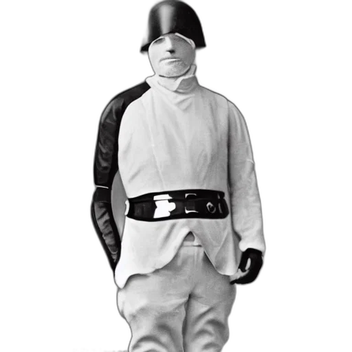 staff, robot, jacket, mask, concept art, 3d render, photorealistic, monochrome transparent PNG cut-out