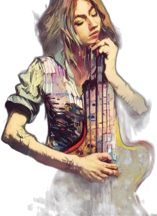 dress, jacket, face, watercolor, concept art, fantasy art, cyberpunk, neon lights transparent PNG cut-out