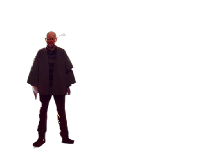 jacket, staff, weapon, mask transparent PNG cut-out