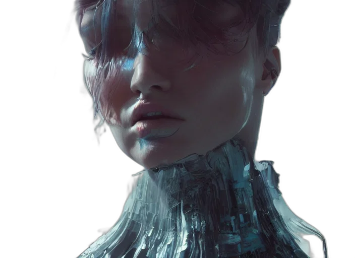 face, robot, hair, mask transparent PNG cut-out