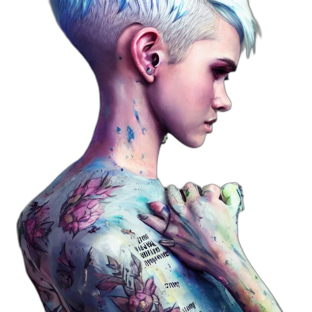 jewelry, face, dress, cyberpunk, concept art, photorealistic, fantasy art, neon lights transparent PNG cut-out