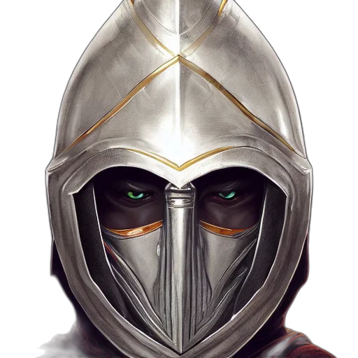 mask, face, sword, robot, fantasy art, concept art, comic book art, photorealistic transparent PNG cut-out