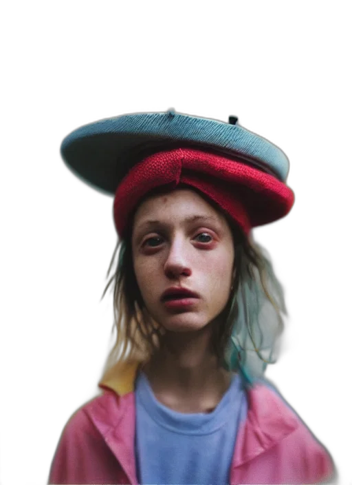 hat, face, jacket, mask, photorealistic, concept art, 3d render, cyberpunk transparent PNG cut-out