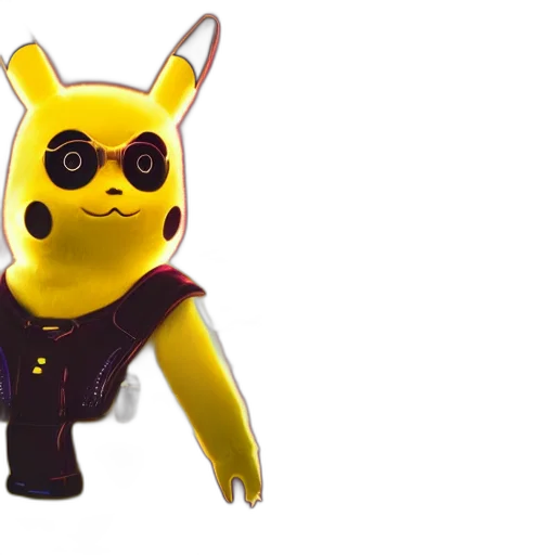 mask, creature, robot, staff, 3d render, concept art, cyberpunk, pikachu transparent PNG cut-out