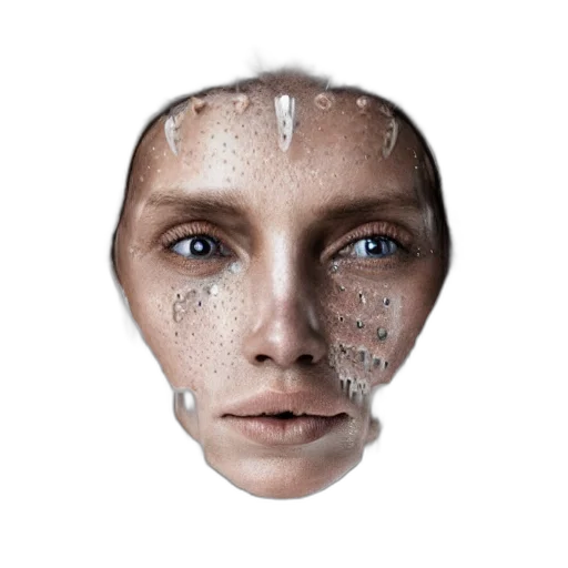 face, mask, jewelry, robot, photorealistic, 3d render, concept art, fantasy art transparent PNG cut-out