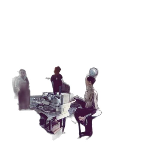 robot, staff, jacket, furniture, concept art, pixel art, cyberpunk, 3d render transparent PNG cut-out