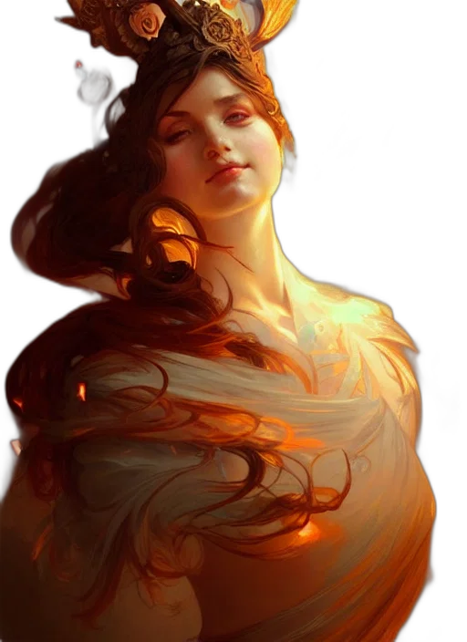 dress, face, dragon, fantasy art, photorealistic, concept art, oil painting, fire transparent PNG cut-out