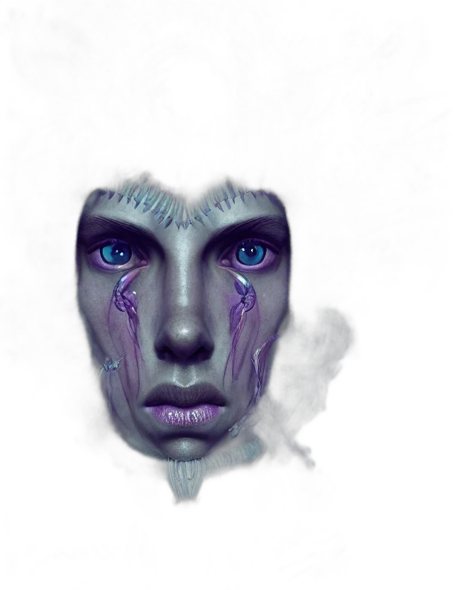 face, mask, creature, robot, fantasy art, concept art, photorealistic, cyberpunk transparent PNG cut-out