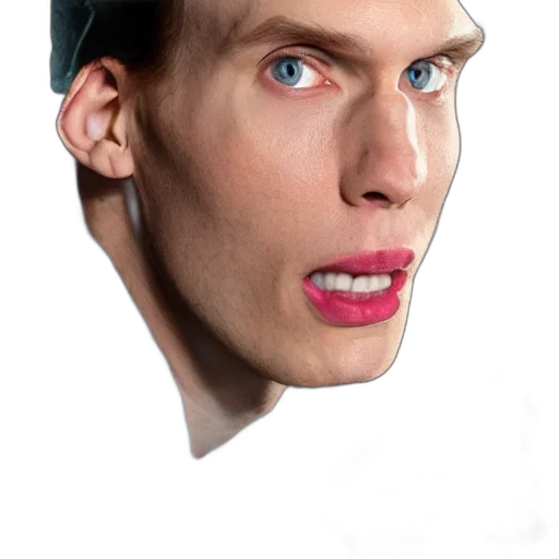 face, hat, mask, creature, 3d render, photorealistic, concept art, vaporwave transparent PNG cut-out
