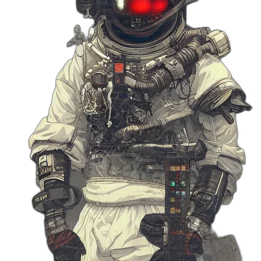 robot, jacket, mask, face, concept art, cyberpunk, pixel art, comic book art transparent PNG cut-out