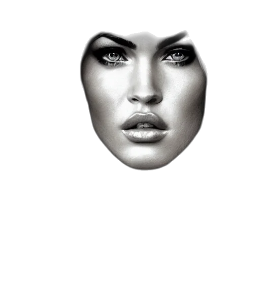 face, mask, jewelry, hat, photorealistic, 3d render, concept art, pencil sketch transparent PNG cut-out