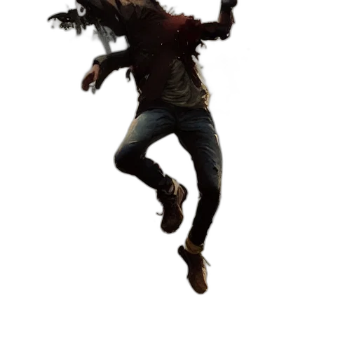 jacket, creature, staff, hair transparent PNG cut-out