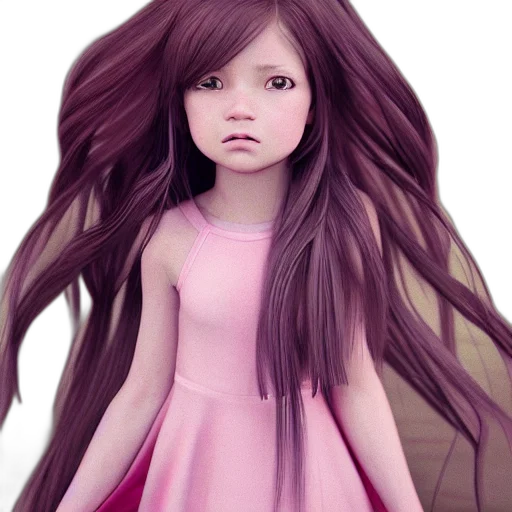 hair, dress, 3d render, photorealistic transparent PNG cut-out