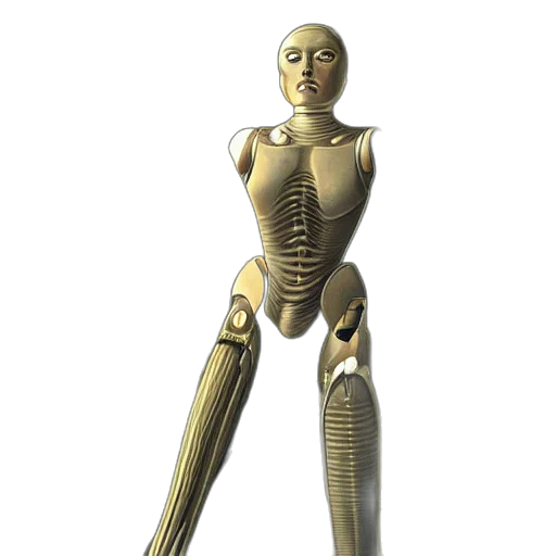 robot, staff, weapon, creature, concept art, 3d render, cyberpunk, female transparent PNG cut-out