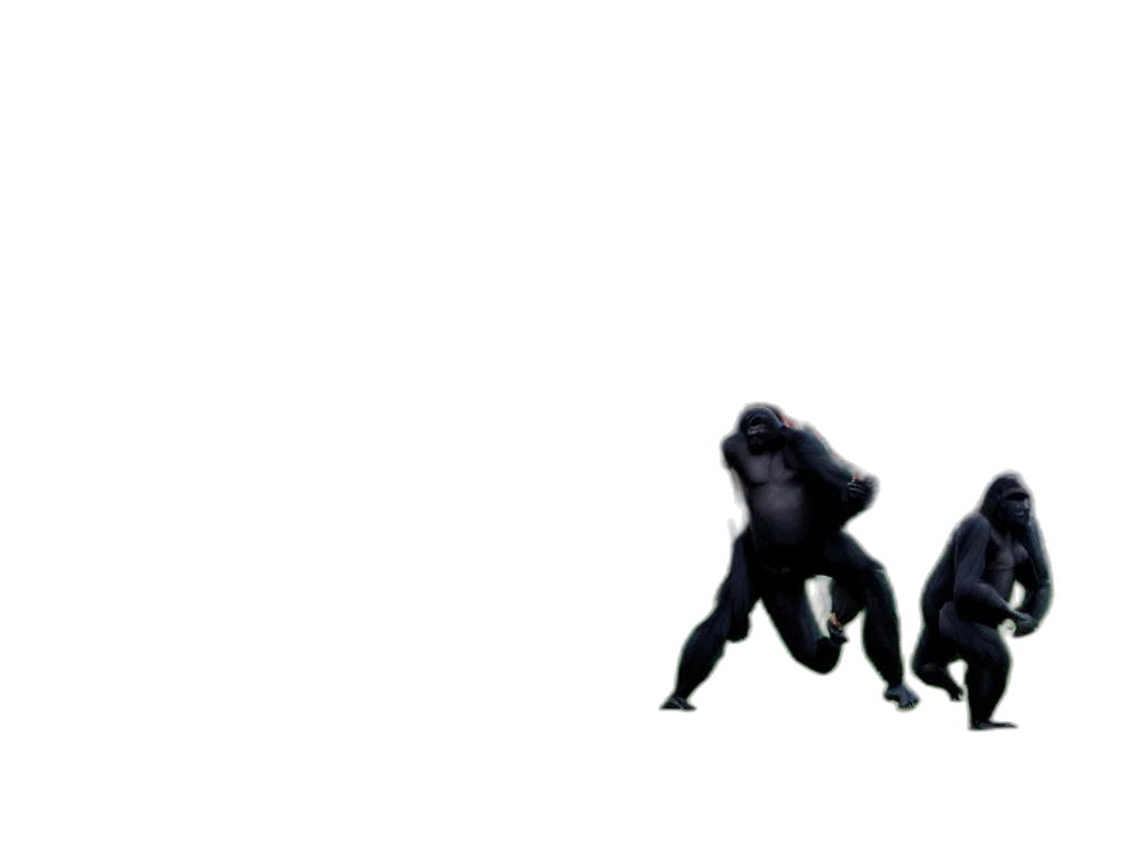 animal, creature, shoes, concept art, 3d render, photorealistic, gorillas, playing transparent PNG cut-out