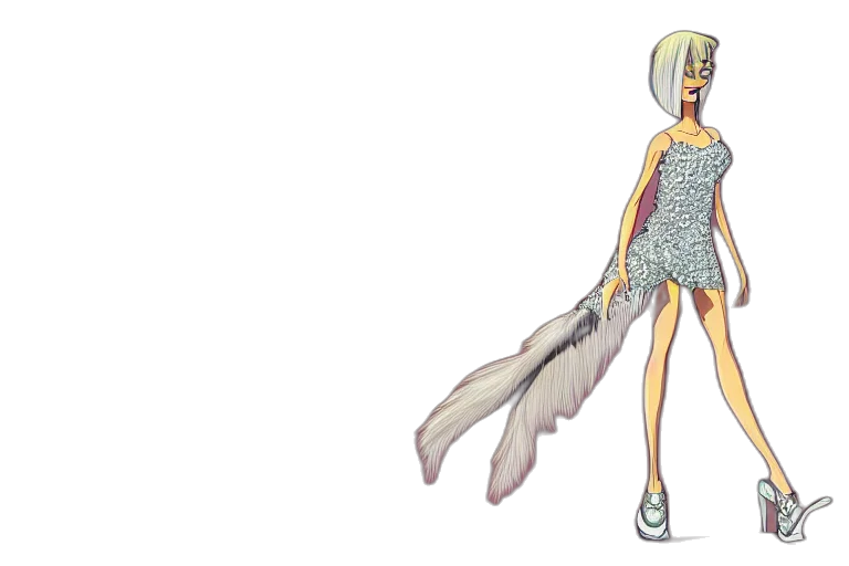 dress, staff, creature, hair transparent PNG cut-out