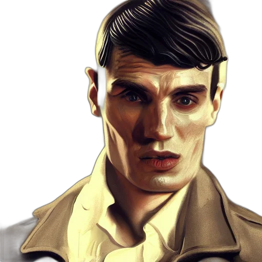 jacket, face, comic book art, concept art transparent PNG cut-out