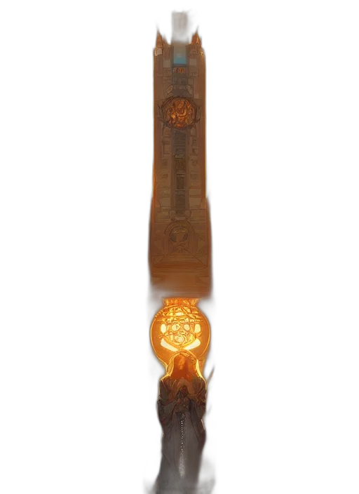 staff, sword, jewelry, crown, 3d render, concept art, fire, golden transparent PNG cut-out