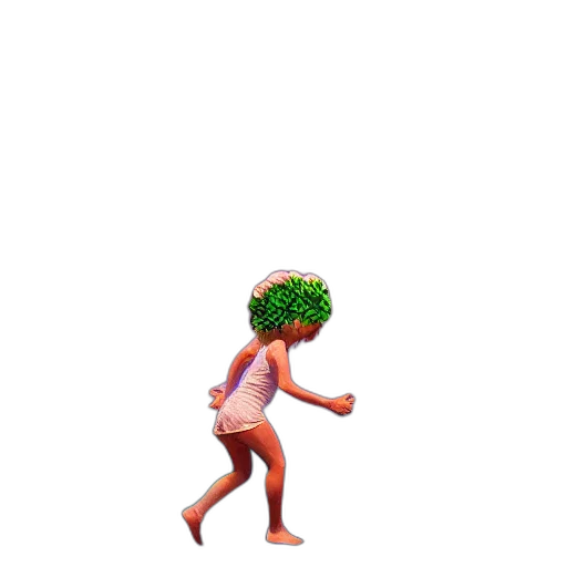 creature, tree, hair, crown, pixel art, concept art, 3d render, vaporwave transparent PNG cut-out