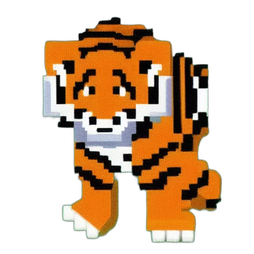 animal, robot, creature, staff, pixel art, 3d render, concept art, cartoon transparent PNG cut-out