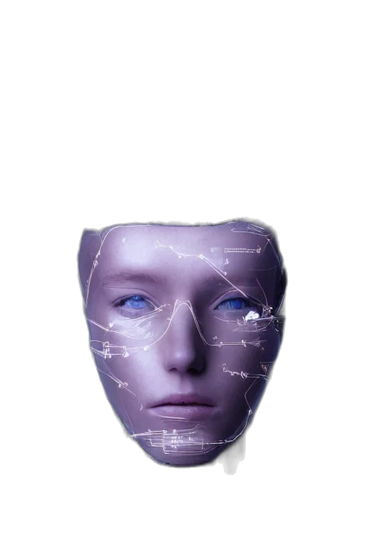 mask, face, robot, creature, vaporwave, cyberpunk, 3d render, photorealistic transparent PNG cut-out