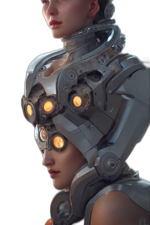 robot, face, mask, jacket, cyberpunk, concept art, 3d render, fantasy art transparent PNG cut-out