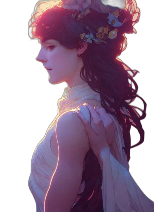 dress, crown, flower, face transparent PNG cut-out