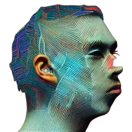 face, robot, mask, cyberpunk, vaporwave, concept art, photorealistic, big transparent PNG cut-out