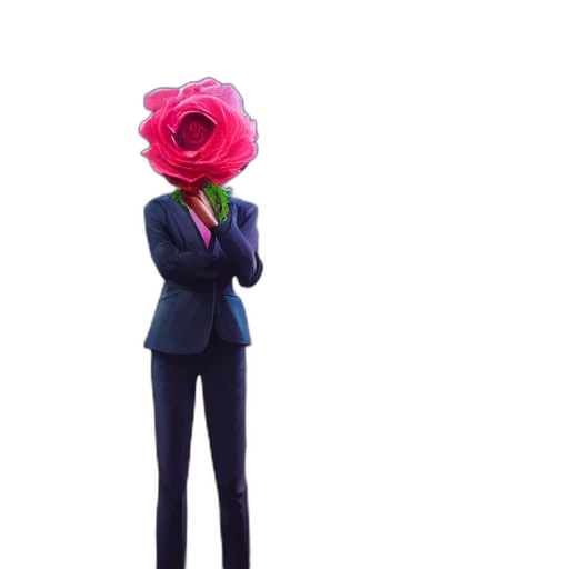 flower, staff, jacket, robot, concept art, 3d render, pixel art, cartoon transparent PNG cut-out
