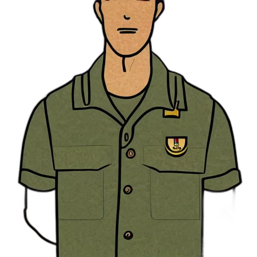 staff, jacket, face, cartoon, concept art, comic book art, pixel art, earth tones transparent PNG cut-out