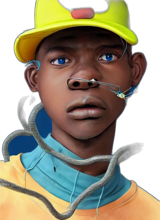 face, mask, creature, hat, concept art, photorealistic, 3d render, fantasy art transparent PNG cut-out