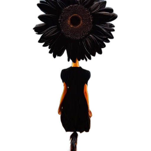 dress, flower, staff, umbrella, concept art, 3d render, photorealistic, pixel art transparent PNG cut-out