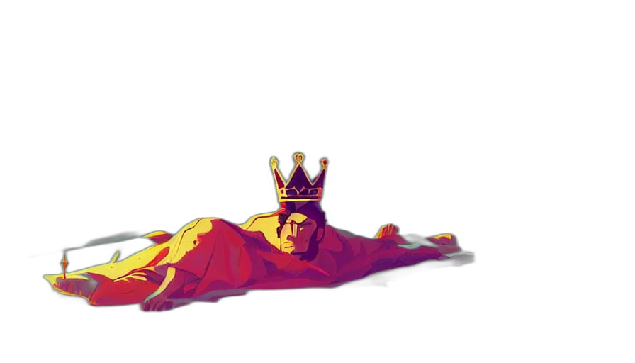 crown, concept art, pixel art, comic book art, fantasy art, golden, king, laying transparent PNG cut-out