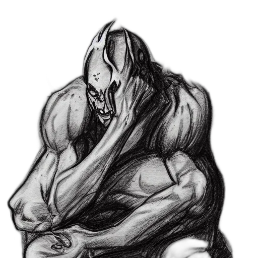 creature, mask, concept art, pencil sketch transparent PNG cut-out