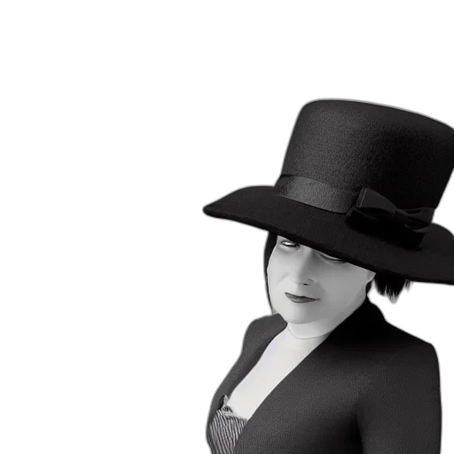 hat, staff, dress, jewelry, 3d render, photorealistic, concept art, cartoon transparent PNG cut-out