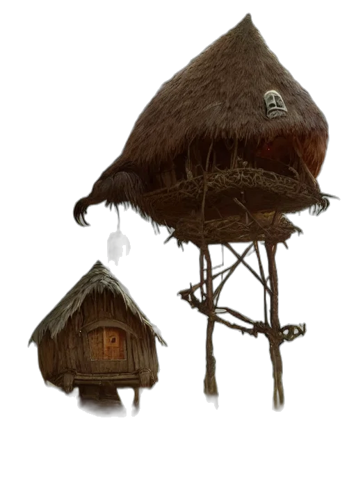 hat, umbrella, building, staff transparent PNG cut-out