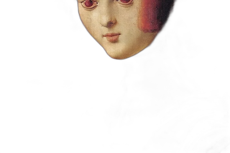 face, mask, crown, jewelry, photorealistic, vaporwave, oil painting, 3d render transparent PNG cut-out
