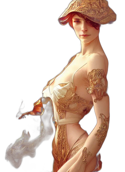 dress, jewelry, crown, concept art, fantasy art, photorealistic, 3d render, golden transparent PNG cut-out