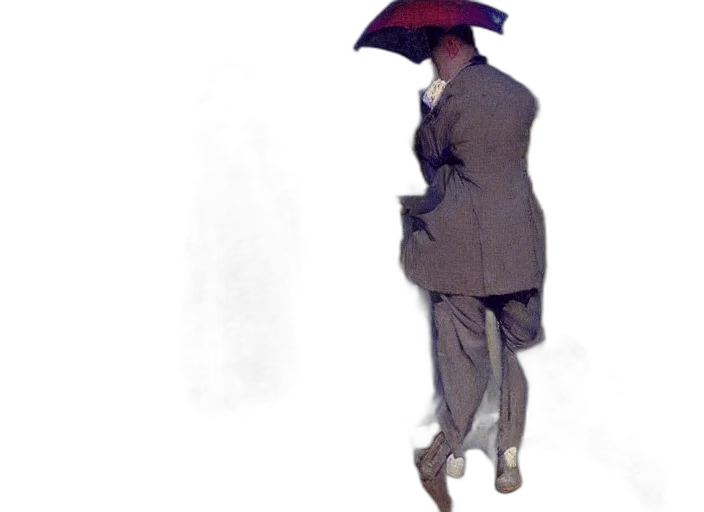 umbrella, jacket, hat, staff transparent PNG cut-out