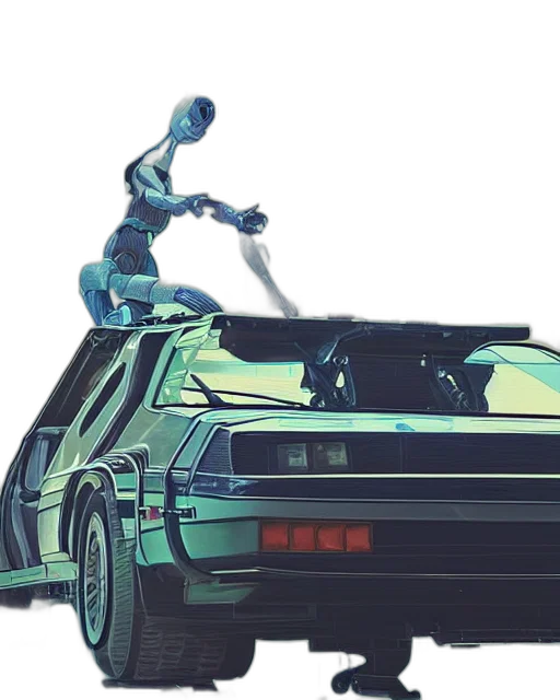 car, robot, vaporwave, cyberpunk transparent PNG cut-out