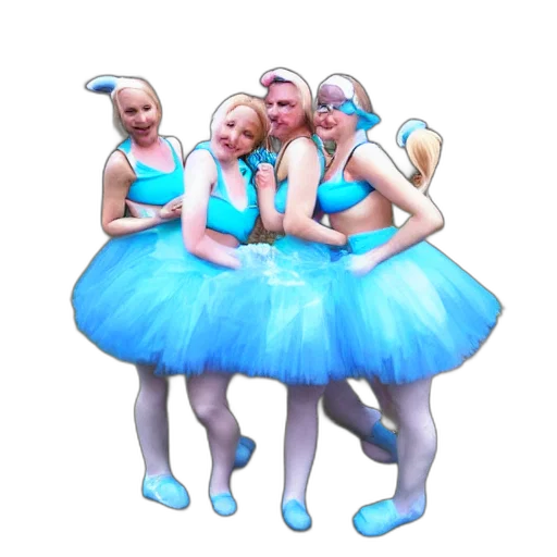 3d render, blue, smurfs, wearing, tutus transparent PNG cut-out