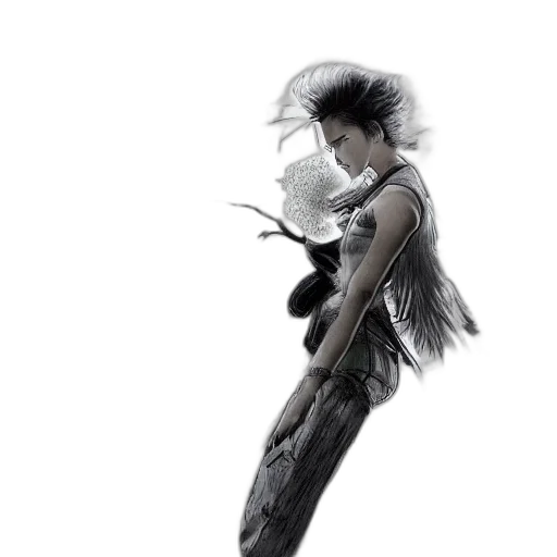 dragon, sword, weapon, hair, concept art, fantasy art, comic book art, photorealistic transparent PNG cut-out