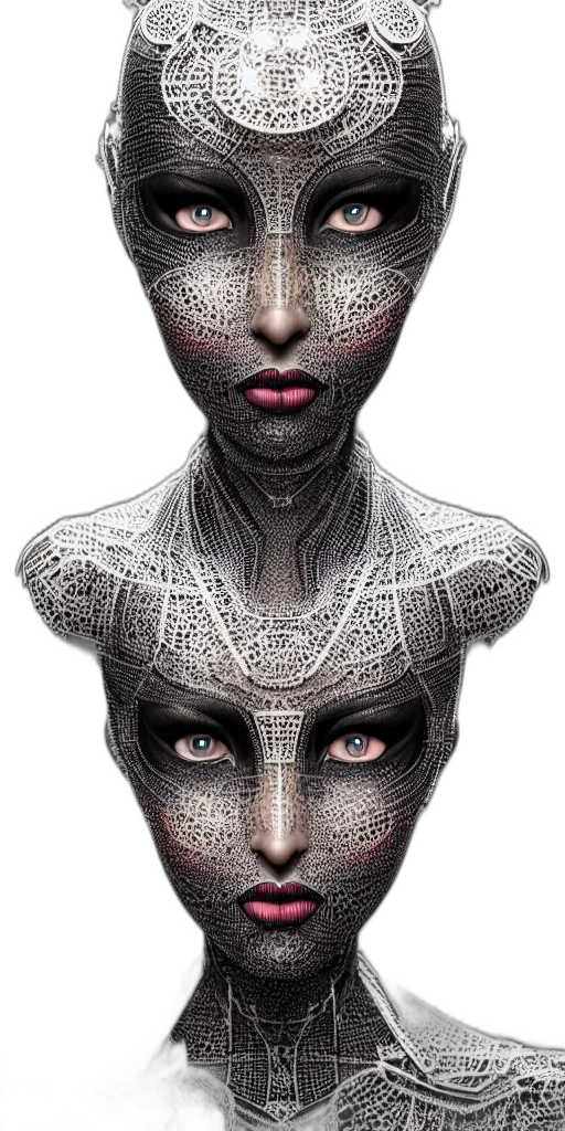 mask, face, jewelry, robot, cyberpunk, photorealistic, 3d render, fantasy art transparent PNG cut-out