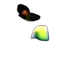 hat, shoes, hair, face, pixel art, vaporwave, 3d render, outer space transparent PNG cut-out