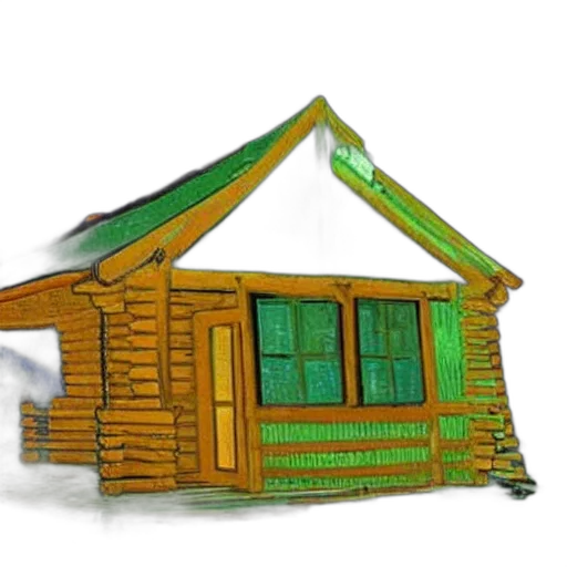 building, furniture, 3d render, concept art, photorealistic, green, log, cabin transparent PNG cut-out