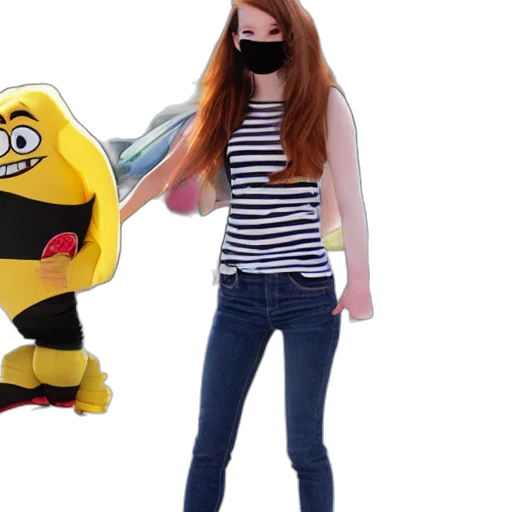 creature, mask, 3d render, concept art, fire, full, body, banana transparent PNG cut-out