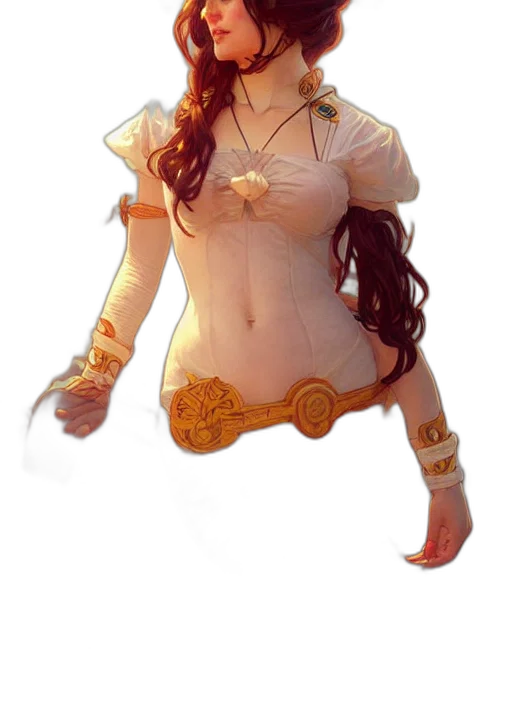 staff, dress, jewelry, fantasy art, concept art, 3d render, pixel art, golden transparent PNG cut-out